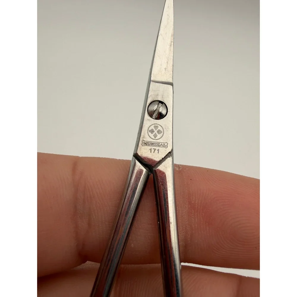 Mundial Scissors Set 3pc 171 Straight 705 Curved Embroidery Nail Cuticle Silver